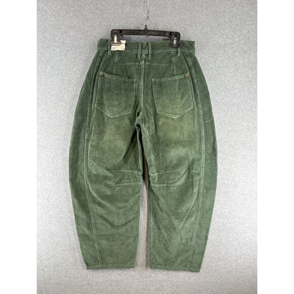 Free People We The Free Good Luck Barrel Corduroy Jeans Size 25 Green - Picture 4 of 9